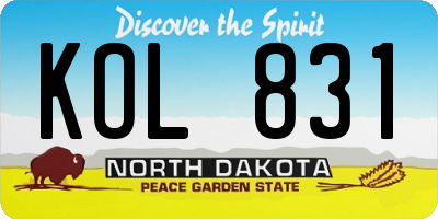 ND license plate KOL831
