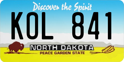 ND license plate KOL841