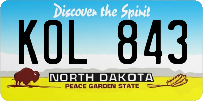 ND license plate KOL843