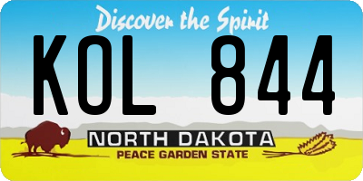 ND license plate KOL844