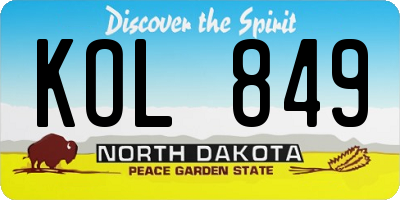 ND license plate KOL849