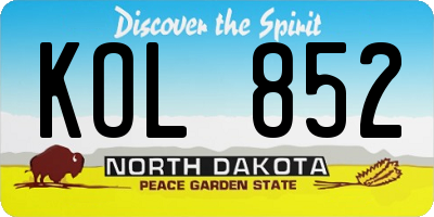 ND license plate KOL852