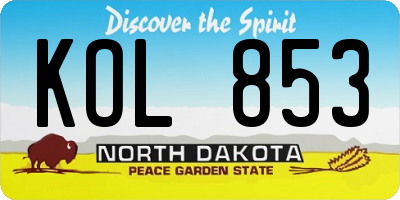 ND license plate KOL853