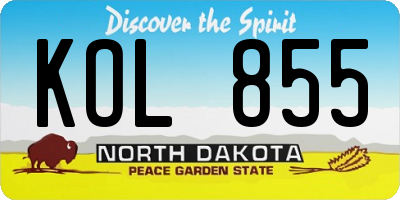 ND license plate KOL855