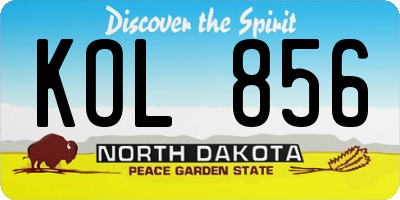 ND license plate KOL856