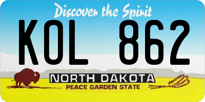 ND license plate KOL862