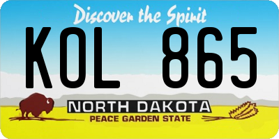 ND license plate KOL865