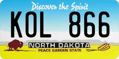 ND license plate KOL866