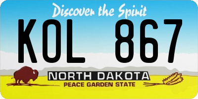 ND license plate KOL867