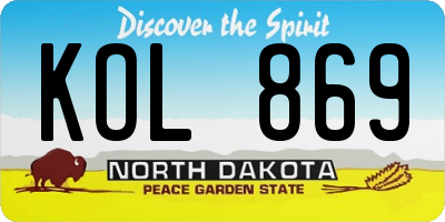 ND license plate KOL869