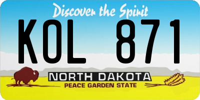 ND license plate KOL871