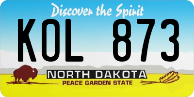 ND license plate KOL873