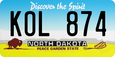 ND license plate KOL874