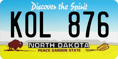 ND license plate KOL876