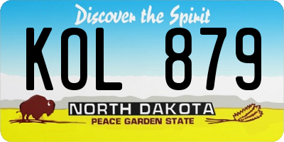 ND license plate KOL879