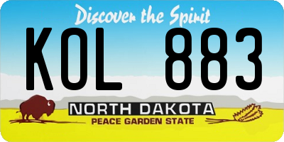ND license plate KOL883