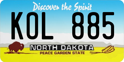 ND license plate KOL885