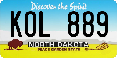ND license plate KOL889