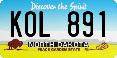 ND license plate KOL891