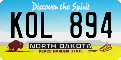 ND license plate KOL894