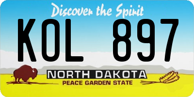 ND license plate KOL897