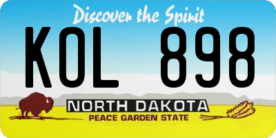 ND license plate KOL898