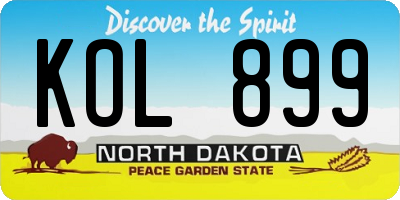 ND license plate KOL899