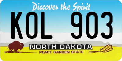 ND license plate KOL903