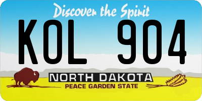 ND license plate KOL904