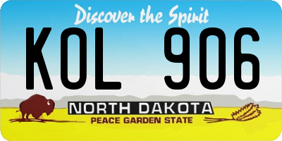 ND license plate KOL906