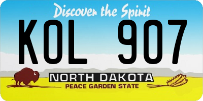 ND license plate KOL907