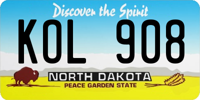 ND license plate KOL908