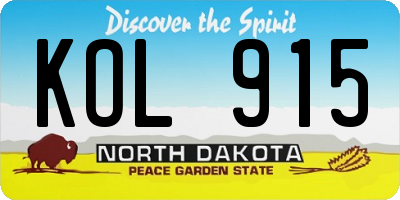ND license plate KOL915