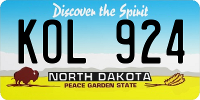 ND license plate KOL924