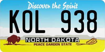 ND license plate KOL938