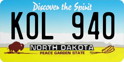 ND license plate KOL940