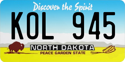 ND license plate KOL945