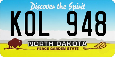 ND license plate KOL948