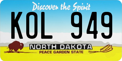 ND license plate KOL949