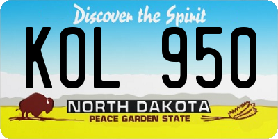 ND license plate KOL950