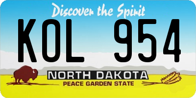 ND license plate KOL954