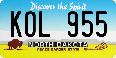ND license plate KOL955