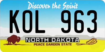 ND license plate KOL963