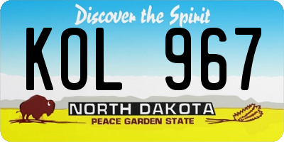 ND license plate KOL967