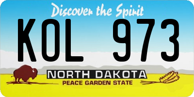 ND license plate KOL973