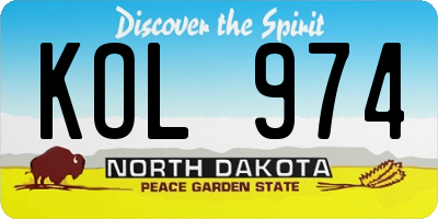 ND license plate KOL974