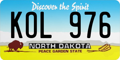 ND license plate KOL976