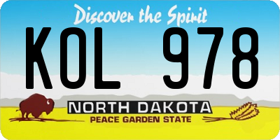 ND license plate KOL978
