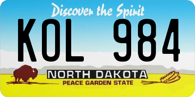 ND license plate KOL984