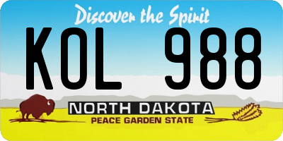 ND license plate KOL988